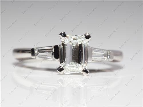 Platinum 1.20 Emerald cut Engagement Rings