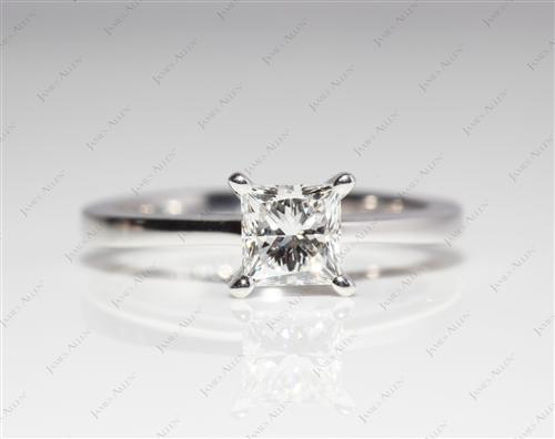 White Gold 0.64 Princess cut Solitaire Rings