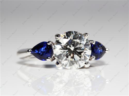 White Gold 2.04 Round cut Gem Stone Rings