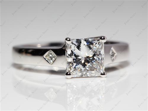 Platinum 1.32 Princess cut Diamond Engagement Solitaire Rings