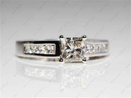 White Gold 0.76 Princess cut Engagement Ring