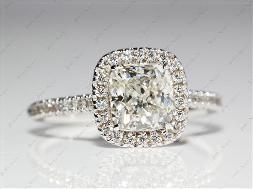 White Gold 1.73 Cushion cut Micro Pave Settings