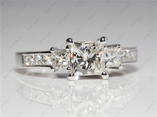 White Gold 1.03 Princess cut Diamond Ring With Sidestones