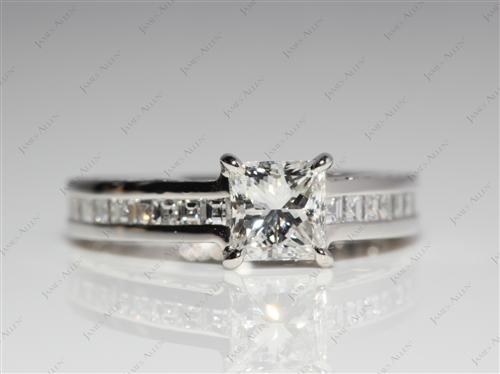 Platinum 0.70 Princess cut Channel Engagement Rings