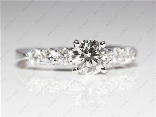 White Gold 0.76 Round cut Side Stone Engagement Rings