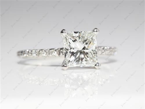 Platinum 1.51 Princess cut Wedding Rings
