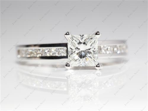 White Gold 1.04 Princess cut Channel Set Engagement Rings