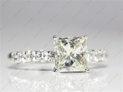 White Gold 1.73 Princess cut Princess Cut Engagement Rings With Side Stones