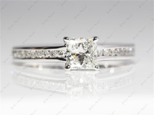 White Gold 0.75 Princess cut Channel Set Diamond Ring