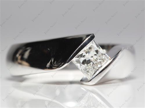 White Gold 0.78 Princess cut Tension Ring