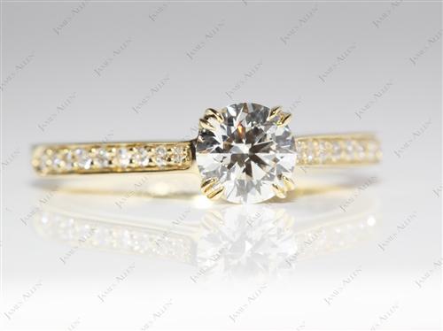 Gold 0.70 Round cut Diamond Pave Rings