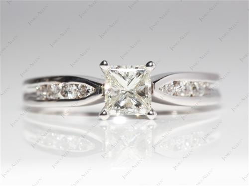 White Gold 0.70 Princess cut Channel Set Diamond Rings