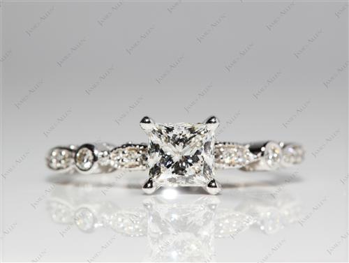 White Gold 0.92 Princess cut Diamond Ring