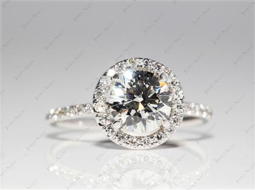 White Gold 1.34 Round cut Pave Engagement Ring