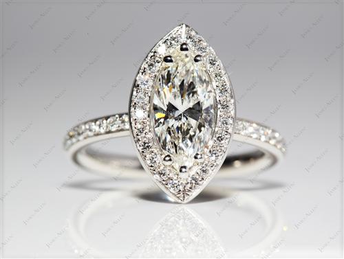 Platinum 1.05 Marquise cut Micro Pave Diamond Rings