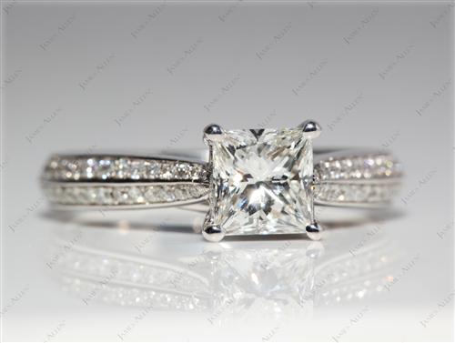 White Gold 0.97 Princess cut Meno Engagement Rings
