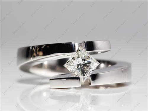 White Gold 0.70 Princess cut Tension Ring
