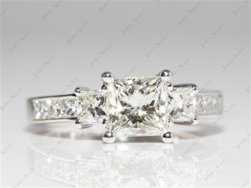 White Gold 1.04 Princess cut Engagement Ring With Side Stones