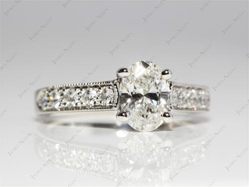 Platinum 0.93 Oval cut Diamond Pave Ring