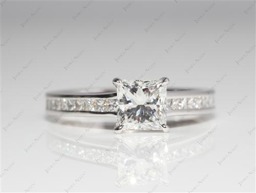 White Gold 1.01 Princess cut Diamond Channel Ring