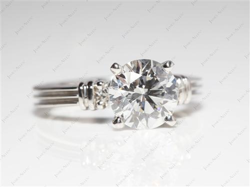 Platinum 1.82 Round cut Engagement Ring With Side Stones