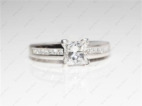 Platinum 1.08 Princess cut Channel Set Diamond Rings