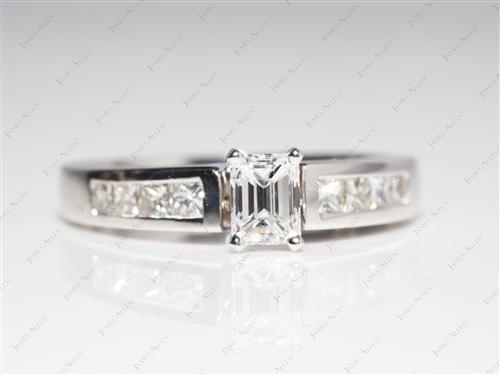 White Gold 0.51 Emerald cut Bridal Wedding Sets