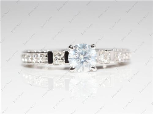 White Gold 0.64 Round cut Diamond Pave Ring