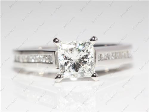 Platinum 1.31 Princess cut Channel Set Diamond Engagement Rings
