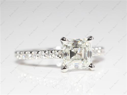 Platinum 1.55 Asscher cut Engagement Rings Side Stones
