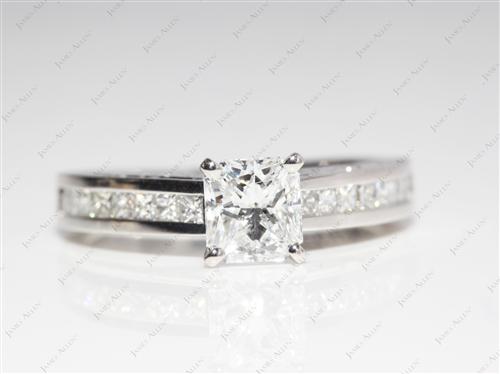 Platinum 1.00 Radiant cut Channel Diamond Ring