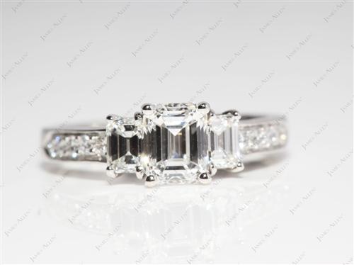 Platinum 1.02 Emerald cut Engagement Ring
