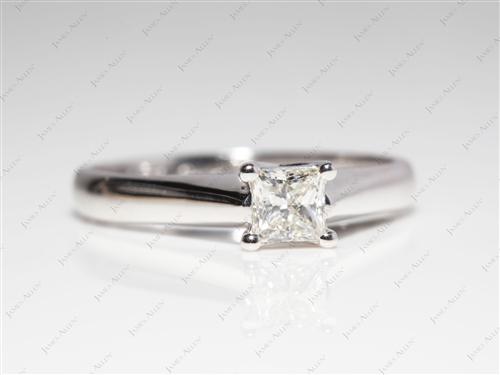 White Gold 0.51 Princess cut Diamond Engagement Solitaire Rings