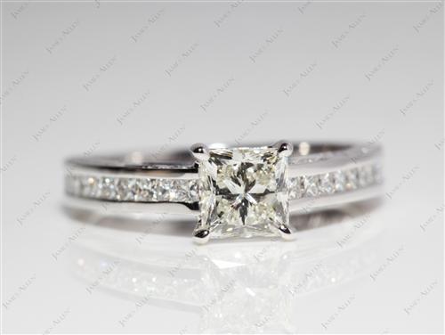 White Gold 0.91 Princess cut Channel Set Rings