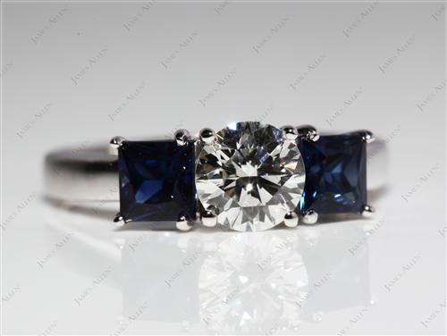 White Gold 0.74 Round cut Ruby Diamond Rings