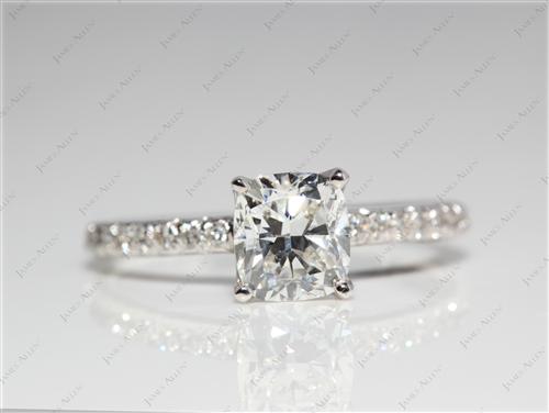 White Gold 1.02 Cushion cut Pave Ring Setting