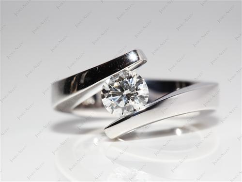 White Gold 0.74 Round cut Tension Ring Settings