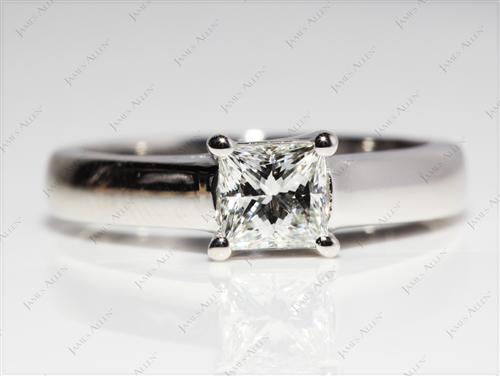 Platinum 0.72 Princess cut Solitaire Engagement Ring