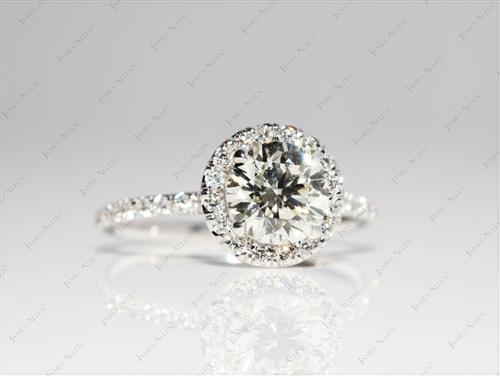 White Gold 1.01 Round cut Pave Diamond Engagement Rings