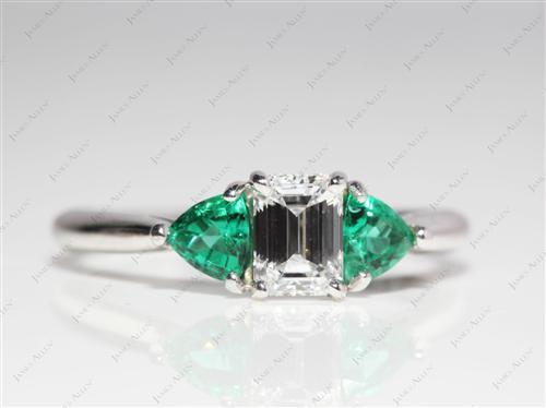 White Gold 0.73 Emerald cut Ruby And Diamond Ring