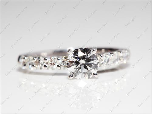 White Gold 0.58 Round cut Engagement Ring Side Stones