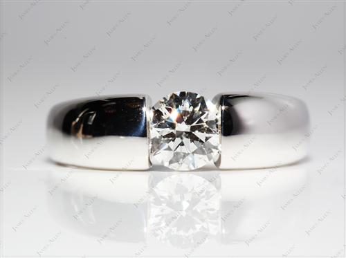 White Gold 0.90 Round cut Tension Ring Setting