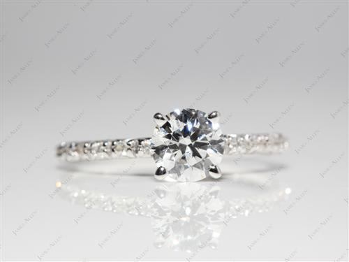 White Gold 0.71 Round cut Micro Pave Engagement Rings