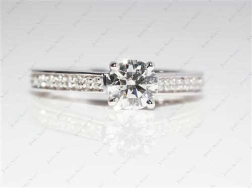 White Gold 0.57 Round cut Pave Engagement Ring