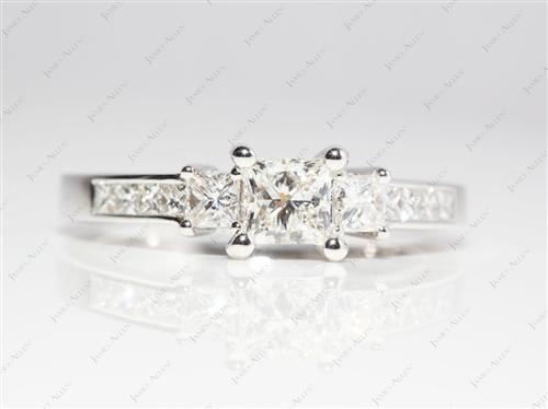 White Gold 0.62 Princess cut Engagement Ring With Side Stones