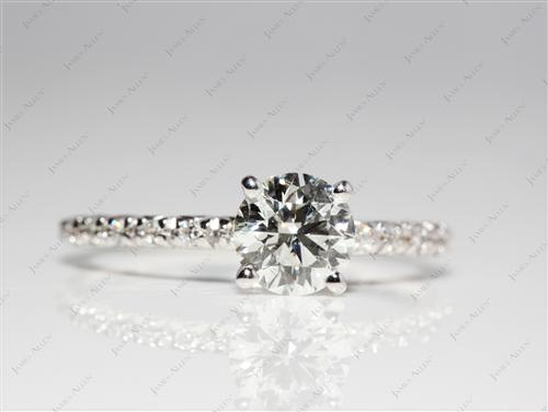 White Gold 0.80 Round cut Pave Ring Setting