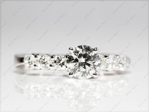 White Gold 0.62 Round cut Engagement Ring With Sidestones