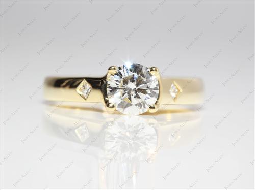 Gold 0.71 Round cut Diamond Solitaire Ring Settings