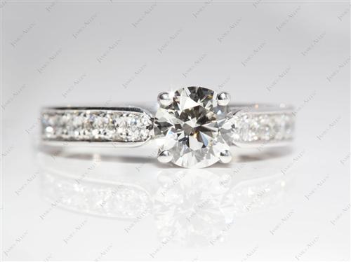 Platinum 1.06 Round cut Pave Engagement Ring