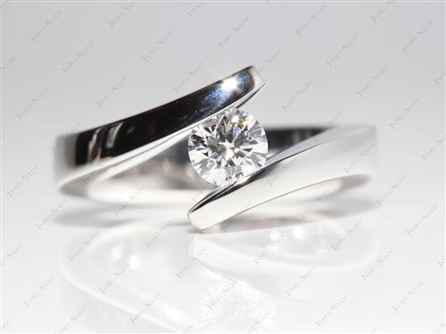 White Gold 0.50 Round cut Tension Set Engagement Rings